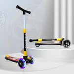 Kidsmate Speedy Kick Scooter for Kids (ISI Certified) with LED Wheel Lights, Height Adjustable Handlebar & Foldable Design & Rear Brakes for Kids of Age 3+ Years (Black)