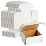 50-Pack White Corrugated Packaging Boxes 4x3x2, Bulk Small Cardboard Foldable Mailers for Shipping, Packing, Gift Wrapping, Moving, Mailing, Storage, Small Business Supplies