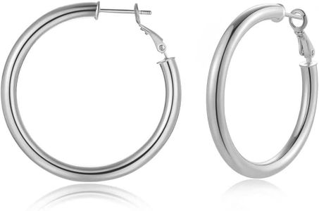 Doubnine Tube Hoop Earrings Gold Lightweight Large Earrings Women Fashion Jewelry (chunky silver)