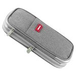 Storite Canvas Big Capacity Pencil Stationery Box Pen Case Office College School Travel Large Storage High Capacity Bag Pouch Holder Box Organizer School Supplies Office Stuff - Light Grey