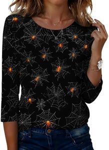 NAMTYQX Halloween Shirts for Women 2026 - Cute Pumpkin Ghost Bat Tunic Blouse Vintage Tops Casual Holiday Shirt Tops Clothes,Spooky Season Shirts for Women,35-Black 3X-Large
