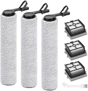Spofan Roller Brush & Filter Kit Replacement for Tineco Floor ONE i5/i6 Stretch, Floor ONE Stretch S6/S7 Stretch Ultra, Floor One S9 Artist Pro/Steam Wet Dry Vacuum Cleaner, 3 Filters, 3 Brush Rollers