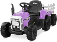 Kidzone 12V 7AH Premium Version w/EVA Treaded Tires Dual 35W Motors Boost Power Torque Remote Control Electric Tractor w/Trailer Toddler Ride On Toy 3-Gear-Shift, 7-LED Lights, MP3, Purple