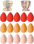 Makeup Sponge 15 Pcs Beauty Blender Sponge Foundation Blending Sponge with 2 Pcs Makeup Blender Holders Stands, Flawless for Liquid & Creams & Powers (Colour2)