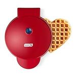 Dash Express 8” Waffle Maker for Waffles, Paninis, Hash Browns + other Breakfast, Lunch, or Snacks, with Easy Clean, Dual Non-Stick Surfaces - Red Heart