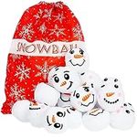 BELLE VOUS 24 Pack of Fake Snowballs with Storage Bag - Toy Snowman Plush Ball Set for Snow Ball Fights - Artificial Snowball Set - Fun Winter Game or Christmas Decoration