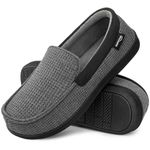 HomeTop Men's Comfort Memory Foam Moccasin Slippers Breathable Cotton Knit Terry Cloth House Shoes (12 D(M) US, Dark Gray)