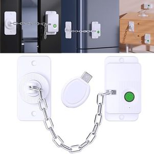 Bstsilver Fingerprint Refrigerator Lock 20Users for Adults & Teens – No Drill Adhesive, Adjustable Pet Door Latch w/Emergency USB Key, Childproof RV Smart Biometric for Fridge Cabinet Drawer Window
