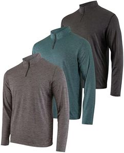 Real Essentials Mens Big and Tall King Size Quarter 1/4 Zip Pullover Long Sleeve Athletic Dry Fit Shirt Gym Running Golf Half Zip Top Workout Sweatshirts Sweater Jacket, Set 4, 4X, Pack of 3