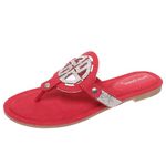 Pierre Dumas Women's Limit-20 Thong Flip Flop Sandal, Red Rhinestone, 5.5