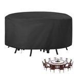 Patio Table Cover, 72''Dia x 43''H Outdoor Round Large Patio Furniture Set Cover for Dining Table Chair Set,Waterproof Garden Furniture Table Covers Black - 72''D X 43''H