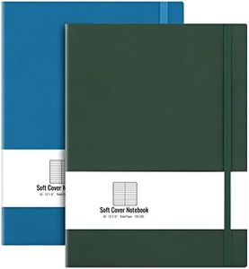 AHGXG College Ruled Notebook 2 Pack - B5 Large Composition Notebook Lined Journal 7.6 x 10 inch, with Thick 100gsm Lined Paper, Total 408 Numbered Pages, Inner Pocket - Green Blue