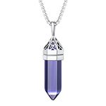 Bestyle Healing Crystal Necklace Synthetic Amethyst February Birthstone Celtic Pendant for Women Men Energy Healing Crystal Pendant Gemstones Jewelry, Birthday Gift Gilrs