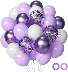 Palloncini Lavanda Viola Lilla Bianco Sipeayan 50 pezzi 12 pollici Palloncini Matrimonio in Lattice Palloncini Elio Metallico Coriandoli per Ragazze Donne Compleanno Baby Shower Laurea Decorazione