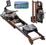 Dripex Foldable Water Rowing Machine for Home Gym,Wooden Folding Rowing Machine with LCD Monitor,Smooth Slide Rail and Comfortable Seat,Water Rower Supports Bluetooth Kinomap APP and Max 350LBS
