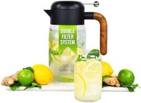 LAFEECA Iced Tea Maker and Infuser - Large Jug with Airtight Lid for Cold Brew - Stainless Dual Ultra Filter - Tritan Pitcher - 2000 ml / 68 oz - Black