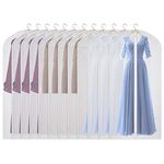 Univivi Hanging Garment Bags, 60 inch Suit Bags for Storage (Set of 12), PEVA Moth-Proof Breathable Dust for Long Dress Wedding Dress Bag, Clothes Covers for Coats, Suits, Gowns (60cm*152cm)