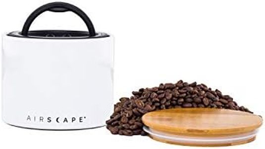 AirScape Planetary Design Ceramic Coffee Storage Canister Patented Airtight Lid Preserve Food Freshness Bamboo (Small White)