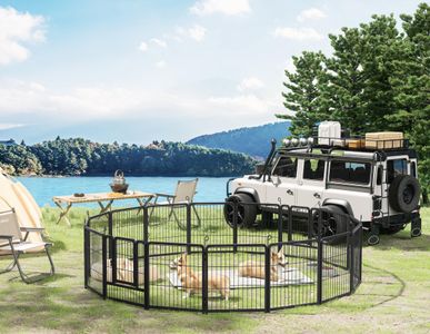 HOMIDEC 8-Panel Dog Pen, 60cm – Black Pet Play Fence