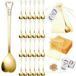 50 Sets Heart Shaped Tea Spoons Wedding Favor for Guests 5.63'' Heart Shaped Mini Spoons Creative Love Spoons with Sheer Bags Labels for Wedding Guest Souvenir Bridal Shower Tea Party Favors (Gold)