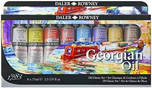Daler-Rowney Georgian Oil 75ml Classic Paint Set, 8 Assorted Colours, Ideal for Professional Artists & Students