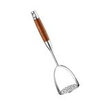 DOITOOL Heavy Duty Stainless Steel Potato Masher with Wooden Handle, Professional Potato Smasher Potato Masher Kitchen Tool for Bean, Vegetable, Fruits, Avocado, Meat