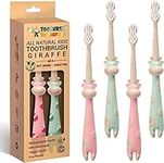 ROARex® All-Natural Eco Friendly Kids Toothbrush Made from Plants - Giraffe 4-36m - Baby to Toddler - Mint/Rose - 4pk | 1% for The Planet Product