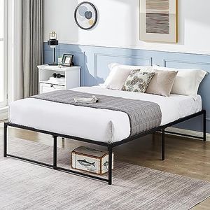 VECELO 16" Metal Platform Tall Bed Frame,Mattress Foundation/No Box Spring Needed/Heavy Duty Steel Slat Support (Queen Size)