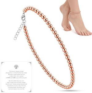 PEALICIOUS 4MM Pure Copper Anklet with 99.99% Real Copper Beads for Women