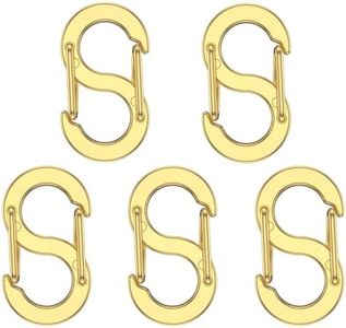 5Pcs Double Opening Lobster Clasps, Stainless Steel Necklace Clasps S Shape Closures 0.47×0.2 Inch Chain Shortener Multifunctional Bracelet Connector Jewelry Clasps for DIY Jewelry Making (Gold)