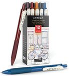 ARTEZA Gel Pens Colored Set of 10, Unique Vintage Colors, Retractable Pens Assorted Colors