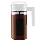 Takeya Patented Deluxe Cold Brew Coffee Maker with White Lid Pitcher, 0.9 Liter / 2 Quart, White