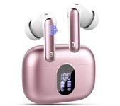 Wireless Earbuds,Bluetooth 5.3 Headphones In Ear with 4 ENC Noise Cancelling Mic,LED Display 2024 Bluetooth Earbuds Mini Deep Bass Stereo Sound,36H Playtime,Wireless Earphones IP7 Waterproof, Pink