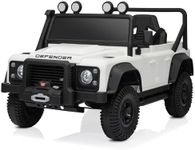 Kidzone 12V Licensed Land Rover Defender 110 SVX Ride On Car for Kids, Electric SUV Toy w/Remote Control, LED Lights, Bluetooth, USB/AUX Music, Multiple Speeds - White