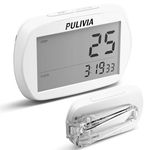 PULIVIA Pedometer for Walking 3D Step Counter with Clock, Steps Tracker Portable Pedometer with Clip, Simple Pedometer Walking Step Counter, White