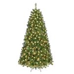 SHareconn 6ft Prelit Premium Artificial Hinged Christmas Tree with Pre-lit 250 Warm White Lights, 785 Branch Tips and Foldable Stand, Perfect Choice for Xmas Decoration, 6 FT, Green