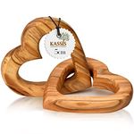 KASSIS Handmade Olive wood linked hearts set 5 cm Gift for wedding engagement anniversary birthday