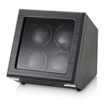 4 Watch Winder for Automatic Watches with Motor-Stop Option, Black Veneer, Leader Watch Winders