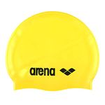 Arena Classic Unisex Soft Silicone Swim Cap for Women and Men, Intensive Training and Racing Comfortable Non-Slip Long Hair Swimming Hat, Yellow/Black