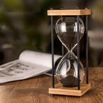 Large Sand Time,Hourglass Timer 30 Minutes,KSUYICA Decorative Sand Timer Clock Hourglass,Vintage Wooden Hour Glass Timer,Time Management Tools for Classroom Kitchen Home Office Desk Decor (Black)