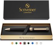 Scriveiner Black Lacquer Ballpoint Pen - Stunning Luxury Pen with 24K Gold Finish, Schmidt Black Refill, Best Ball Pen Gift Set for Men & Women, Professional, Executive, Office, Nice Pens