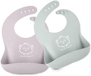 Silicone Baby Bibs - Easy Wipe Silicone Bibs for Babies - Weaning Bibs with Large Food Catcher - Toddler Bib for Boys, Girls - BPA Free Baby Bib - Baby Weaning Bib - Baby Bibs for Weaning (Soft Dusk)