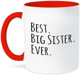 3dRose Best Big Sister Ever-Gifts for Siblings Text Mug, 11 oz, Black/Red