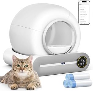 Selbstreinigende Katzentoilette, verbesserte automatische Roboter-Katzentoilette für mehrere Katzen, 65L+9L XL extra groß, mit Negativ-Ionen-Sterilisation und Deodorierung,APP-Steuerung