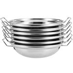 MUKCHAP 6 Pack 22cm Balti Serving Dishes, Indian Food Curry Serving Karahi Dishes, Stainless Steel Balti Bowl with Handle, Silver