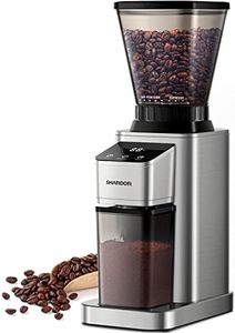 SHARDOR Conical Burr Coffee Grinder Electric, Adjustable Touchscreen Burr Mill with 48 Precise Settings, Precision Electronic Timer, Anti-Static, Brushed Stainless Steel