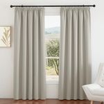 PONY DANCE Thermal Curtains with Hooks for Hotel Bedroom - Natural Pencil Pleat Soundproof Privacy Curtain for Kids Boys Girls Nursery, Energy Saving Drapes, W80 X L84, 2 Panels