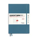 LEUCHTTURM1917 367762 Weekly Planner & Notebook Composition (B5) 2024, with booklet, Stone Blue, English