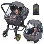 Universal Car Seat Rain Cover, Weather Shield for Infant Car Seat with Storage Bag, Side Ventilation & Handle Opening, Provides Extra Protect for Your Baby Travel, Dark Grey