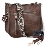 Vaschy Crossbody Bag Purse for Women,Fashion Vegan Leather Shoulder Bag Hobo Handbag Purse with Guitar Strap Coffee